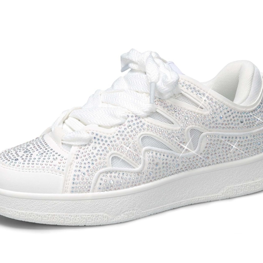 LUCKY STEP Women's Sparkle Bling Rhinestone Fashion Sneakers